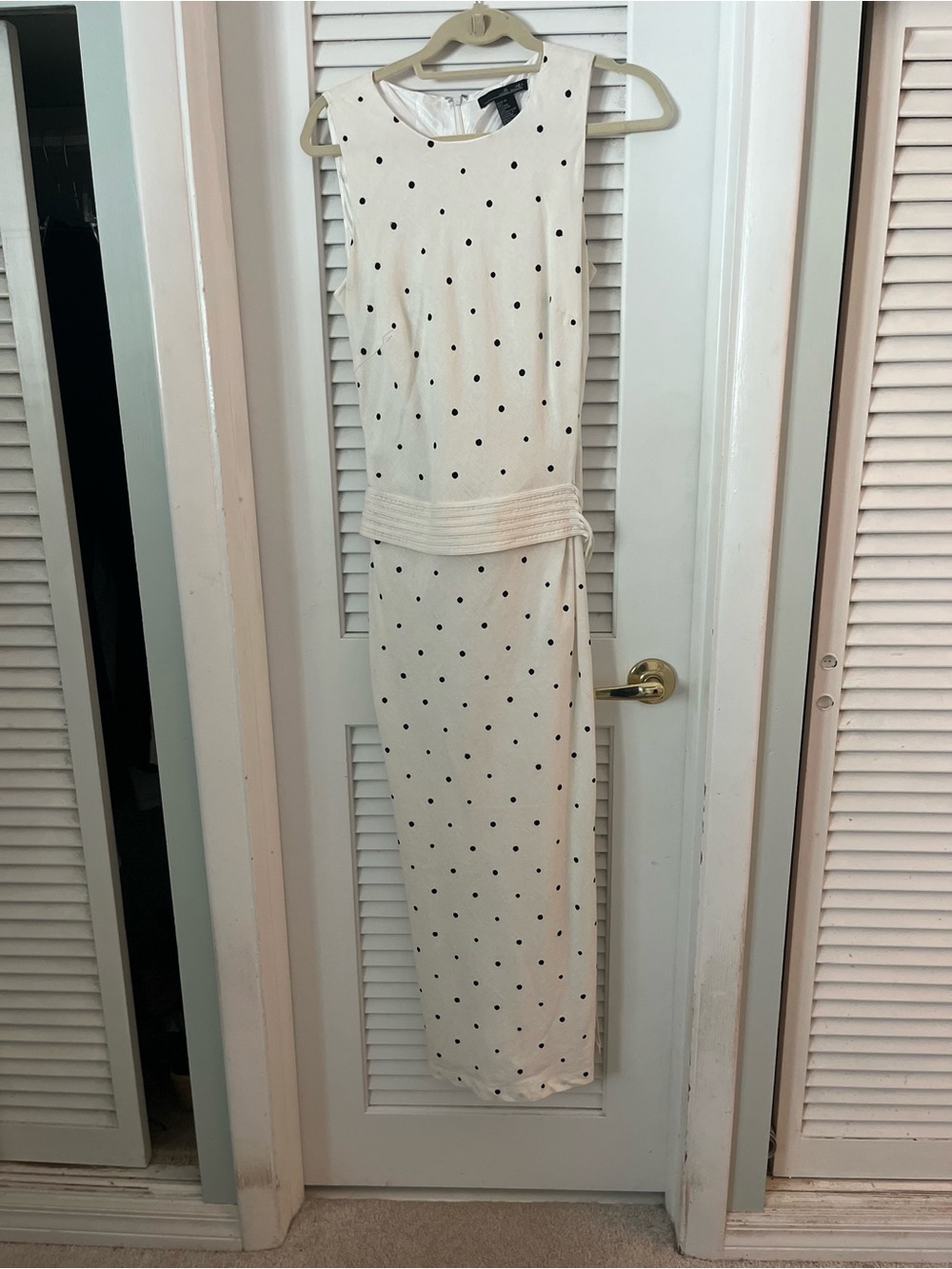 Willi Smith Cream Maxi Dress with Black Polka Dot Print